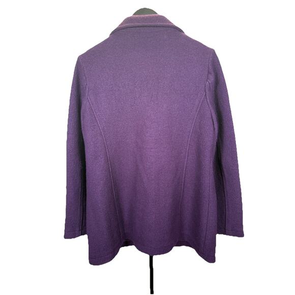 L.L.Bean Pea Coat Women’s Sz M Purple Bellandi Italian Boiled Wool Collared - Picture 2 of 8